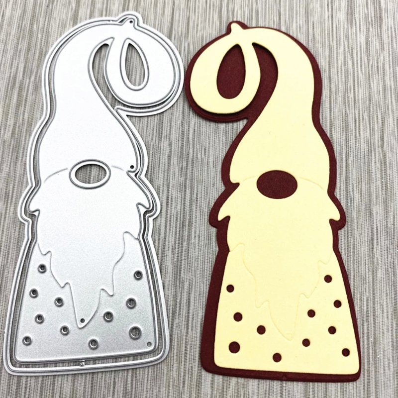 Cetakan Stensil Cutting Dies Motif Gnome Natal Bahan Metal Untuk Scrapbook / Craft DIY