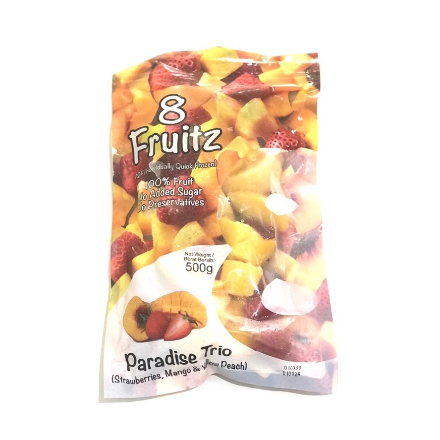 

8 Fruitz IQF Paradise Trio (Strawberry, Mango & Yellow Peach) 500gr