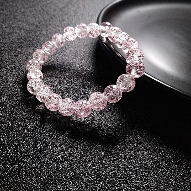 Gelang Tangan Manik-Manik Kristal Pink Untuk Wanita