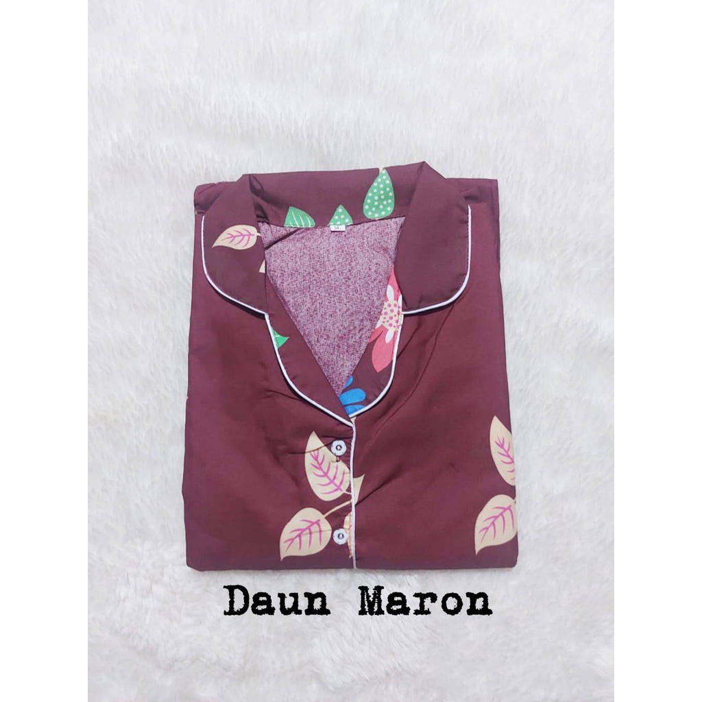Setelan Piyama Baju Tidur PP High Quality Ld 104 Cm Dewasa-DAUN MARON