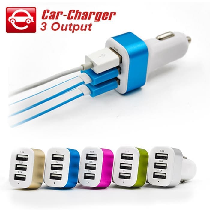 USB 3 IN 1 CHARGER MOBIL Portable Casan Handphone Android Phone Aksesoris Interior Mobil Murah