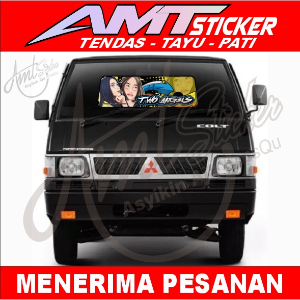 [TERLARIS] STICKER DECAL KACA BELAKANG BAGIAN DALAM PICK UP L300 TWO ANGELS