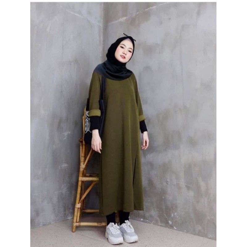 JF Atasan Tunik Wanita Polos Terbaru | Long Tunik Polos Babyterry CANTIKA POLOS LD 110 PJ 110