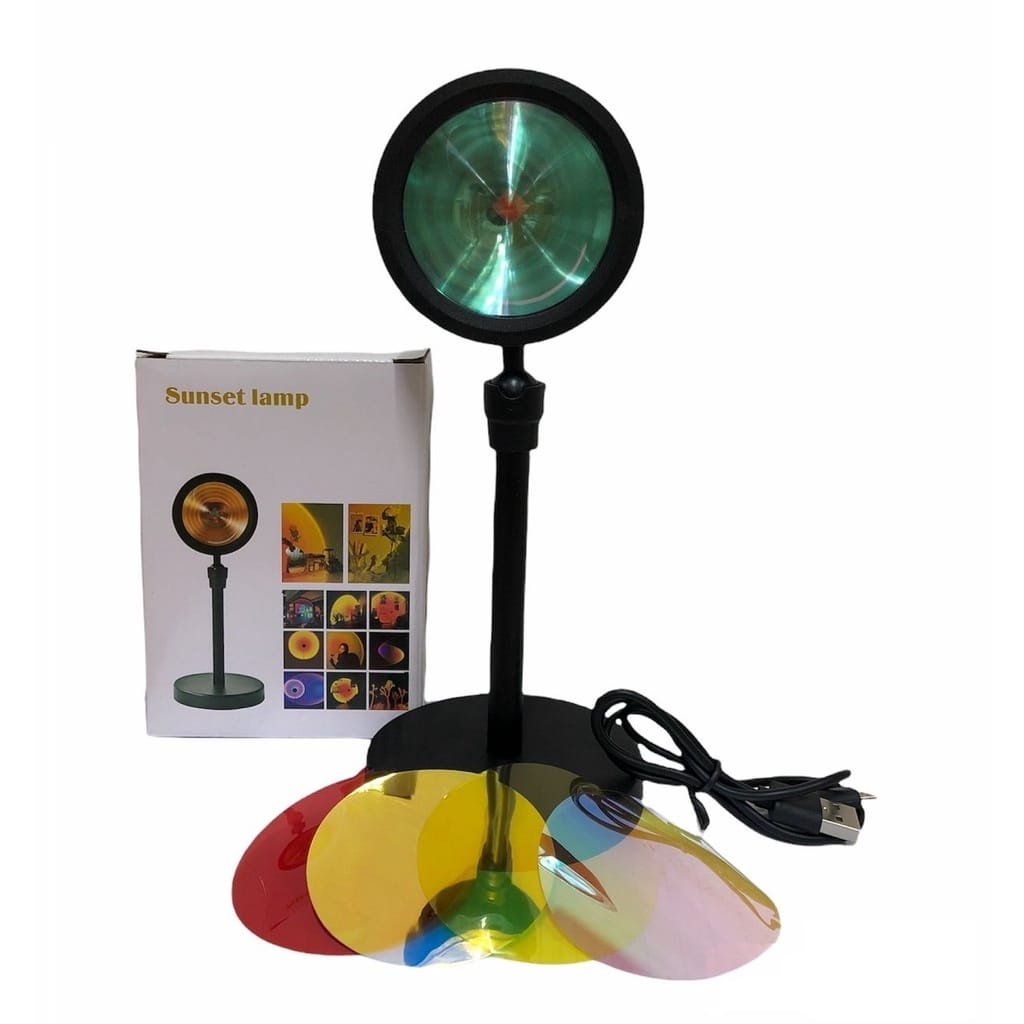 (TWS) LAMPU SUNSET 1 Lampu 12 warna / AESTHETIC EFEK MATAHARI / LAMPU PROYEKTOR TIDUR LED SOROT RAINBOW VIRAL TIKTOK