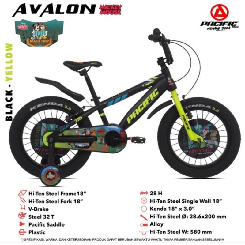 Sepeda Anak BMX 18 Pacific Mickey Mouse Disney Avalon Ban 3.0