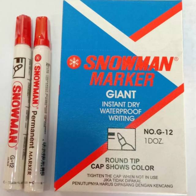 

Spidol Permanen MERAH| Snowman Marker Giant G-12 MERAH