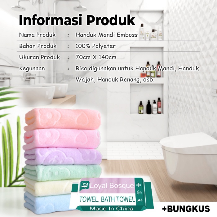 { BAYAR DI TEMPAT } H9TAS - Handuk Mandi - Handuk Polos 70x140cm - Handuk Microfiber 100%