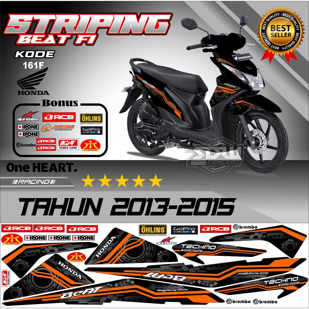 Striping Beat 2013-2015  Stiker Lis Motor Beat Variasi kode 161