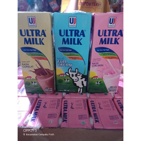 Susu Ultra UHT 200ml Rasa Cokelat Stroberi Full Cream