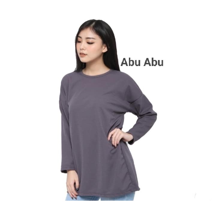 kaos polos panjang wanita abu - kaos polos panjang - kaos abu panjang wanita - KAOS POLOS LENGAN PAN