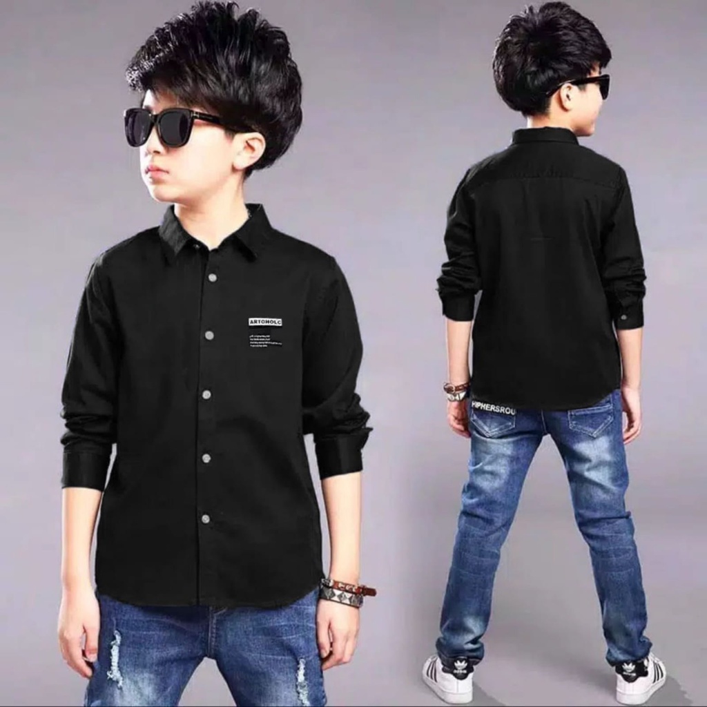 TC87 3WARNA/USIA 4-10TAHUN/KEMEJA KEREN DAN SIMPLE ANAK LENGAN PANJANG/HEM ANAK HANZO