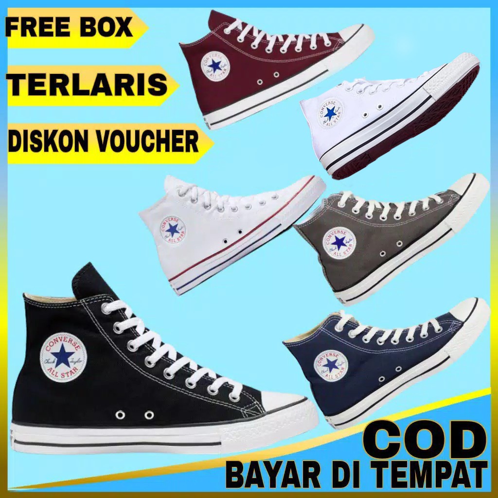 COD - SEPATU SNEAKERS CLASIK HIGH+BOX / SEPATU COWOK CEWEK MURAH