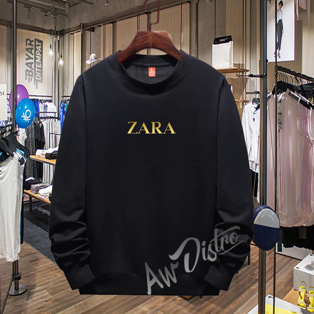 COD Sweater Distro ZARA Gold Premium Quality Sweater Tulisan Jaket Kata-Kata Hoodie Sablon