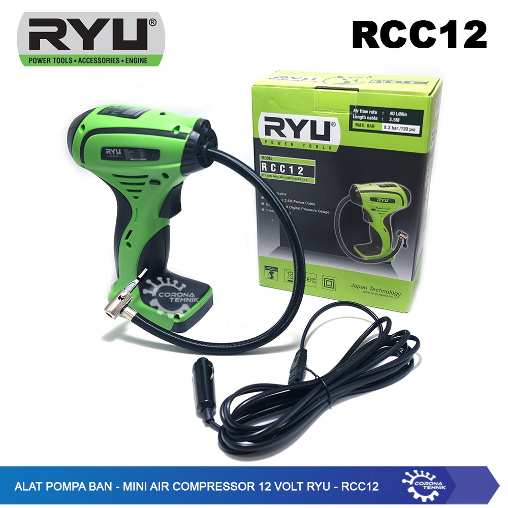 RCC12 - Alat Pompa Ban - Mini Air Compressor 12 Volt Ryu