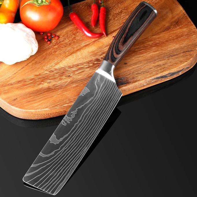XITUO Pisau Dapur Chef Damascus Pattern - 7 Inch Santoku Knife - Silve