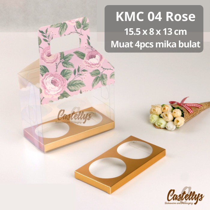 

5 PCS Kotak Mika KMC 04 ROSE Kotak Mika Pia Kue Mooncake Mochi Pudding
