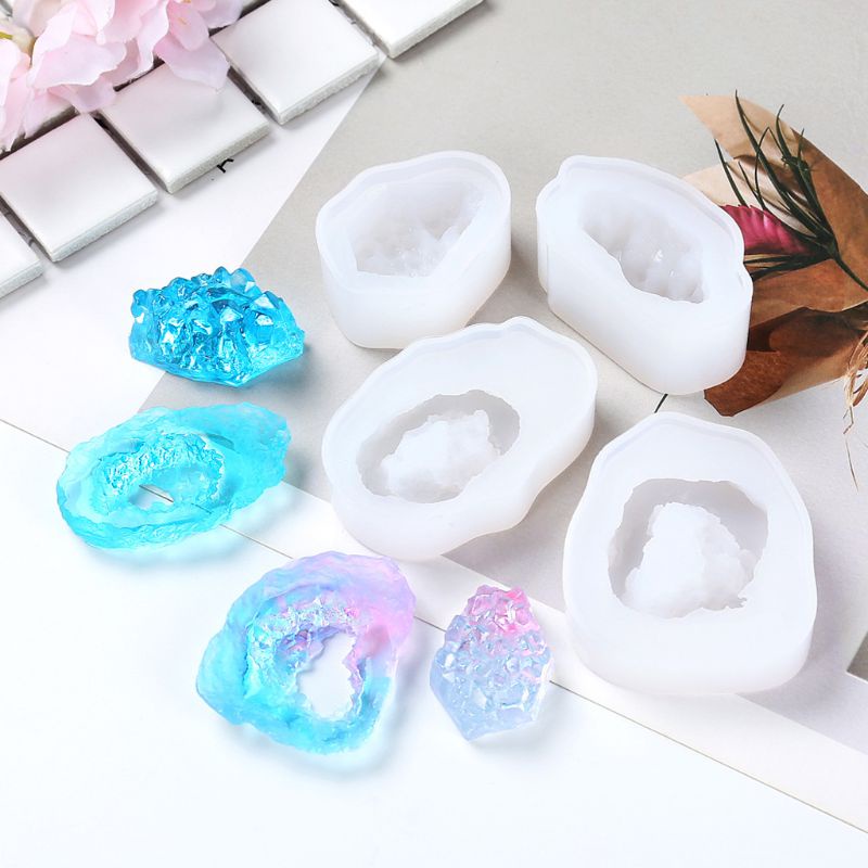 SIY  DIY Natural Stone Resin Mold Crystal Quartz Rock Cluster Geode Druzy Gem Pendant Silicone Mold Resin Jewelry Making Tool