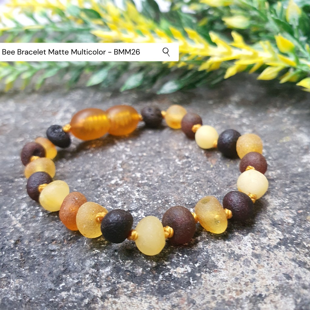 Gelang Amber Anak Balita dan Remaja Premium Matte Multicolor BMM26 By Amber Bee