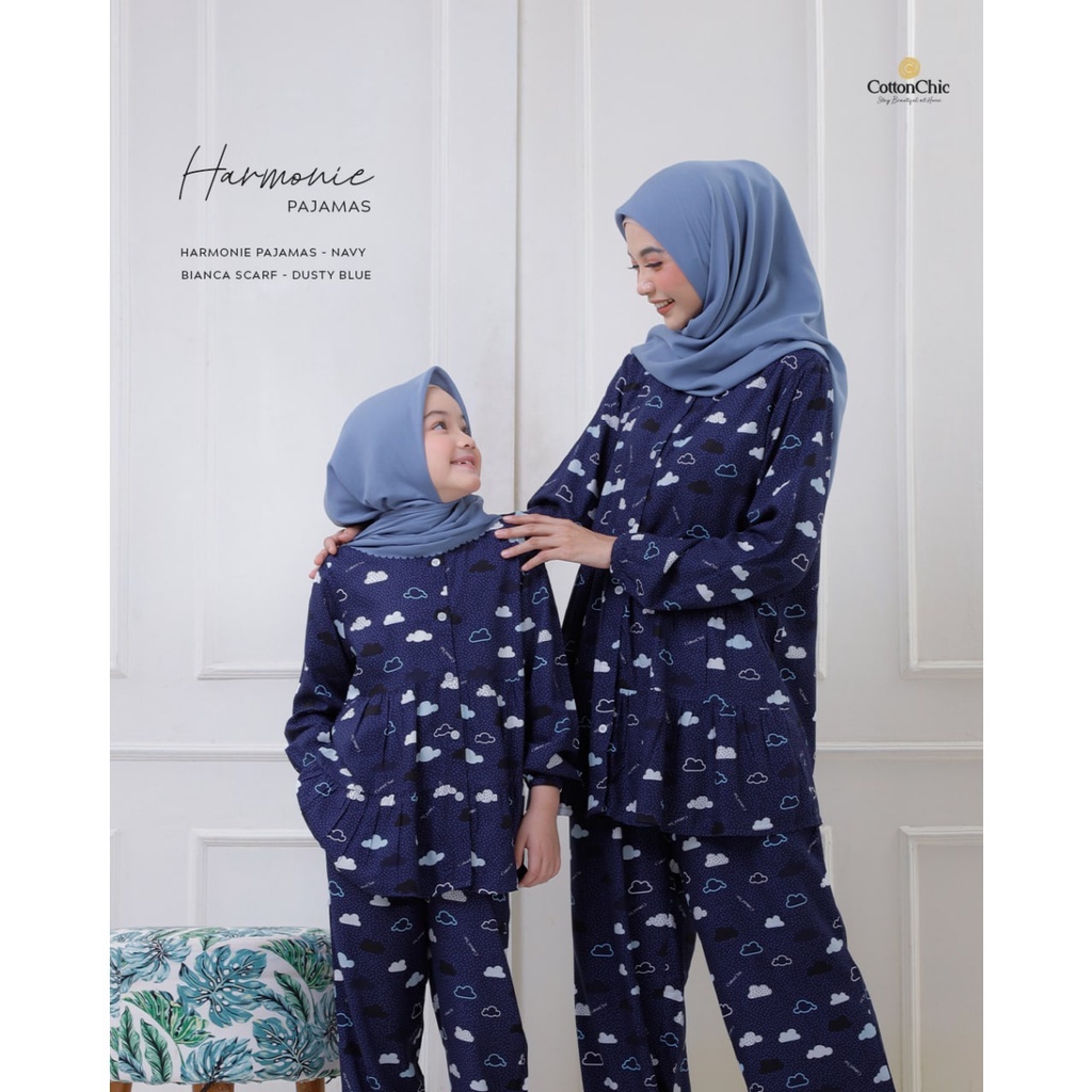 HARMONIE PAJAMAS COTTON CHIC COUPLE IBU ANAK ORIGINAL SETELAN CELANA PIYAMA BAJU TIDUR DASTER BAHAN 