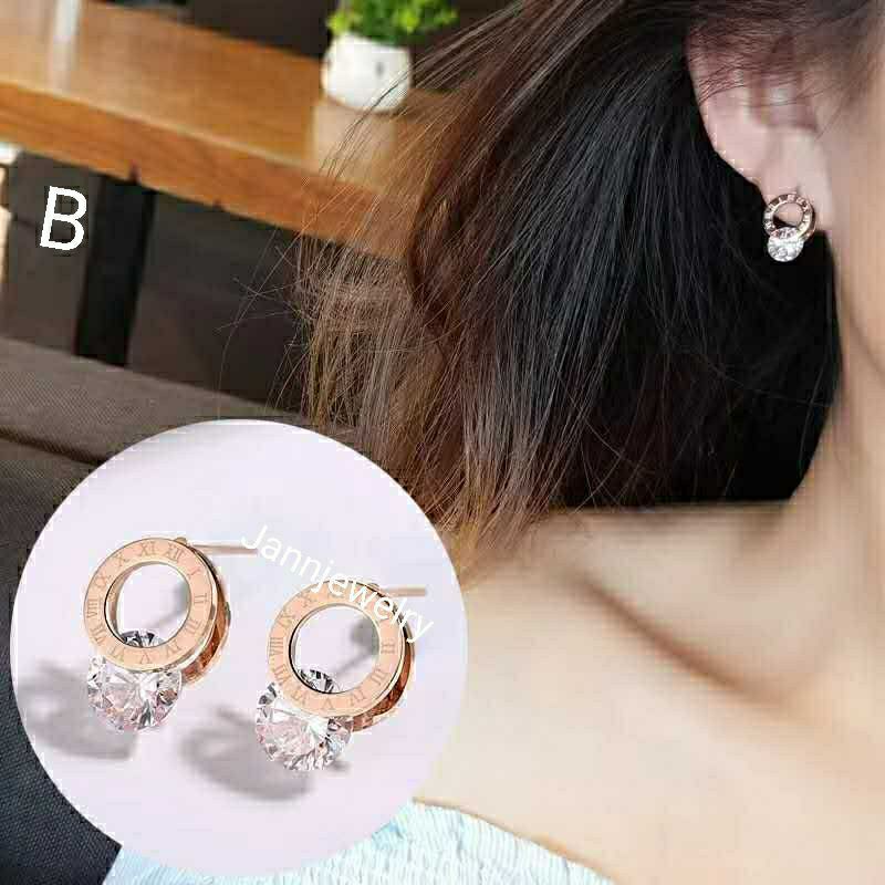 Anting fashion titanium asli anti karat&amp;alergi giwang tusuk