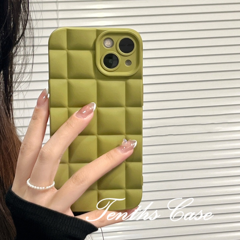 IPhone 13 12 11 Pro Max SE 2020 X Xr Xs Max 8 7 Plus Soft Case Pelindung Bentuk Kotak Warna Hijau Untuk