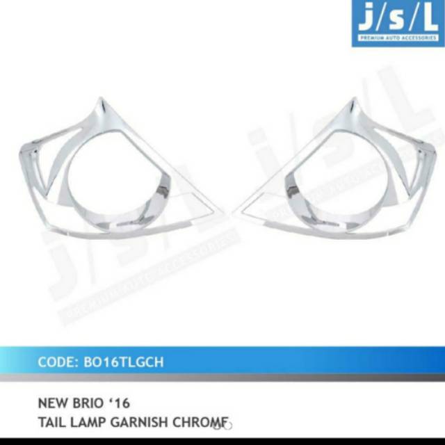 Garnish lampu belakang new Brio 2016/ tail lamp garnish Hitam &amp; Chrome jsl