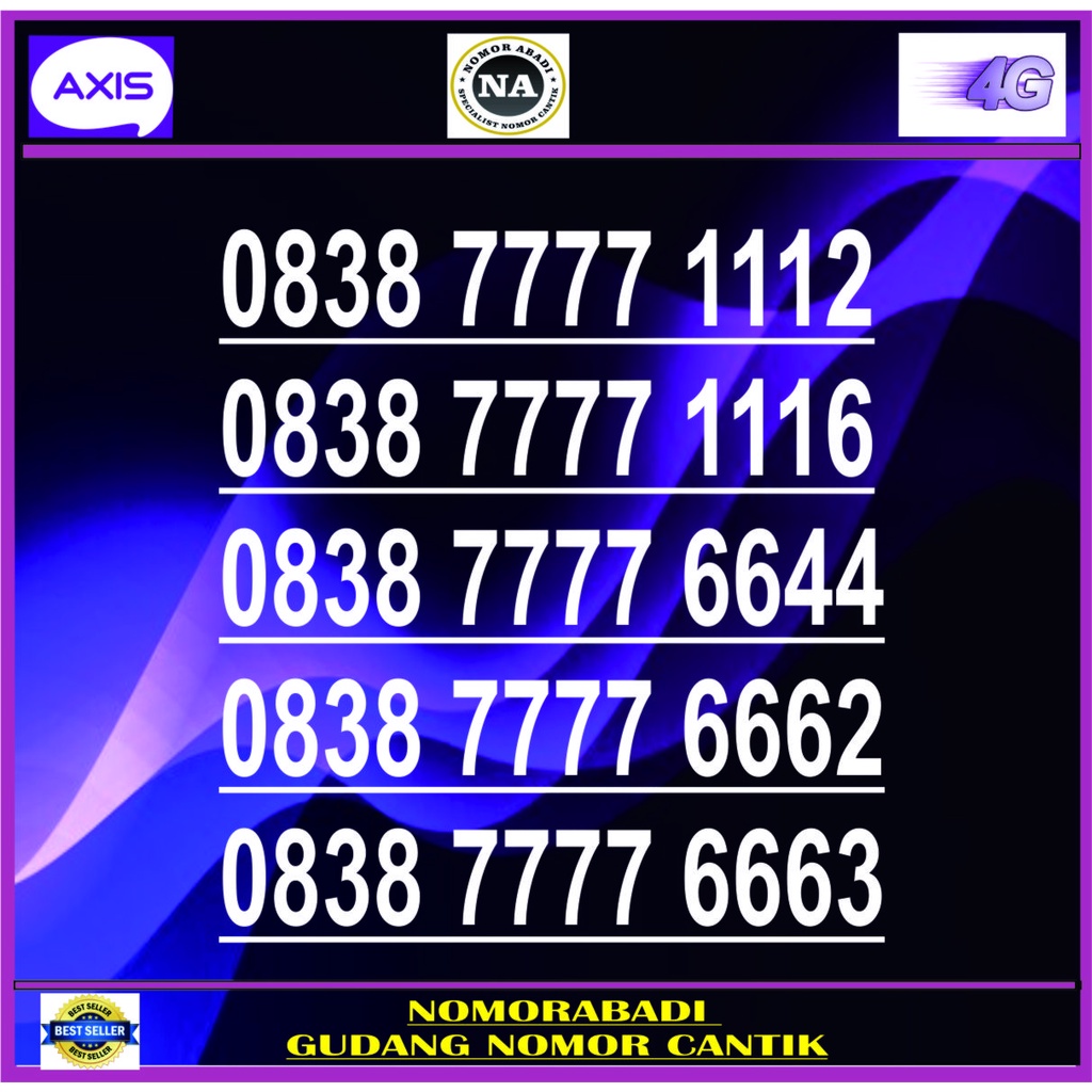 NOMOR CANTIK AXIS 4G 7777 H300