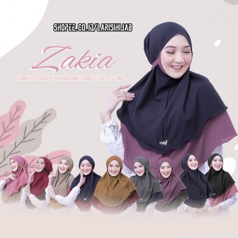 Bergo Zakia Zackia Zakiya Maryam 2 Layer Warna Jilbab Hijab Krudung Bolak Balik Syari