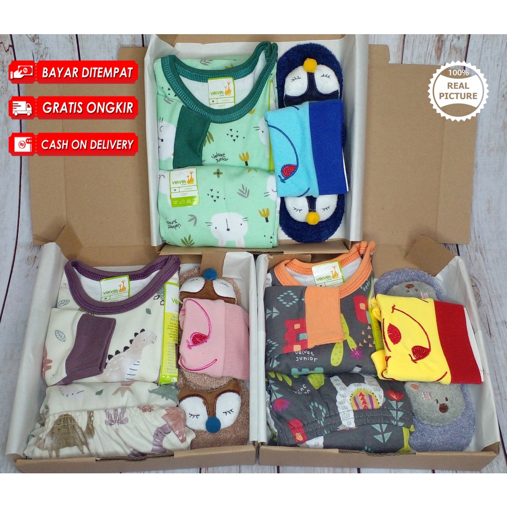 COD Kado jenguk bayi Hamper bayi Setelan baju VELVET JUNIOR bayi Paket baju bayi Pakaian bayi Parsel bayi Kado pakaian bayi