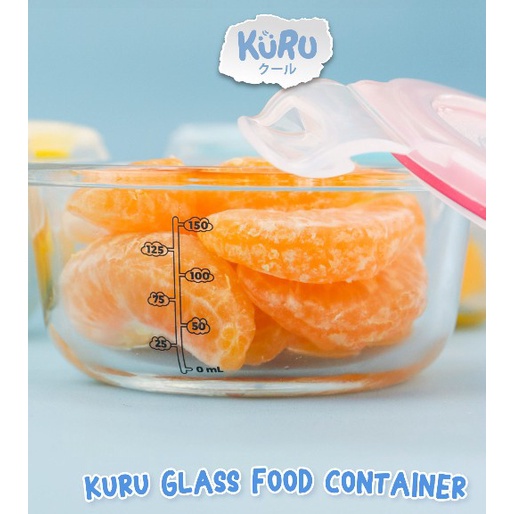 Kuru Baby Glass Food Container MPASI GC2001 | kontainer Wadah Kaca Tempat Makanan