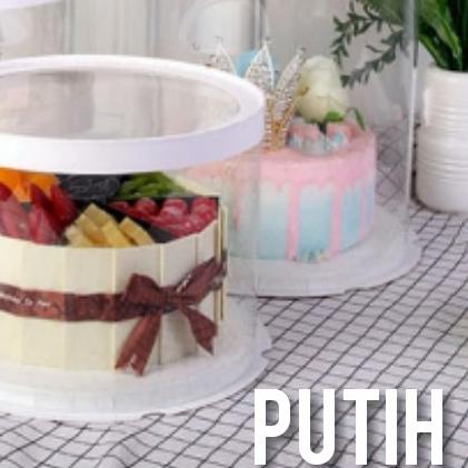 

♪ Cake Box Bulat Dus Kue Kotak Kue Transparant Mika PET 26x26 cm ♤