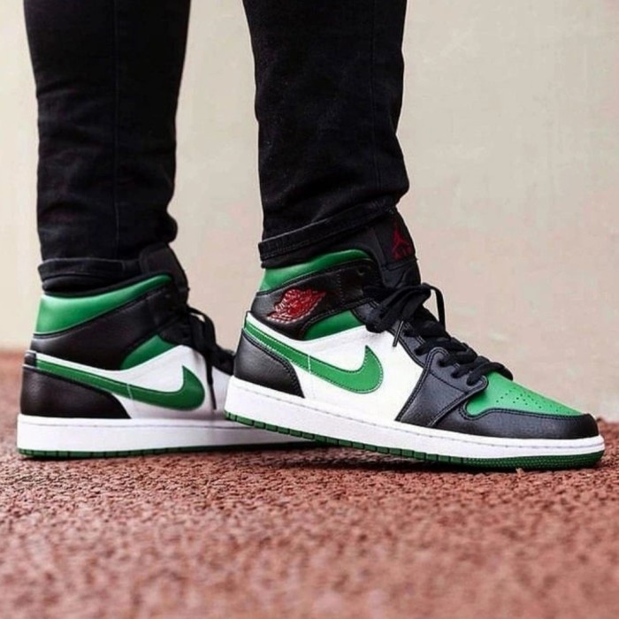 ORIGINAL Nike Sepatu Basket Air Jordan 1 Mid - Hitam Hijau