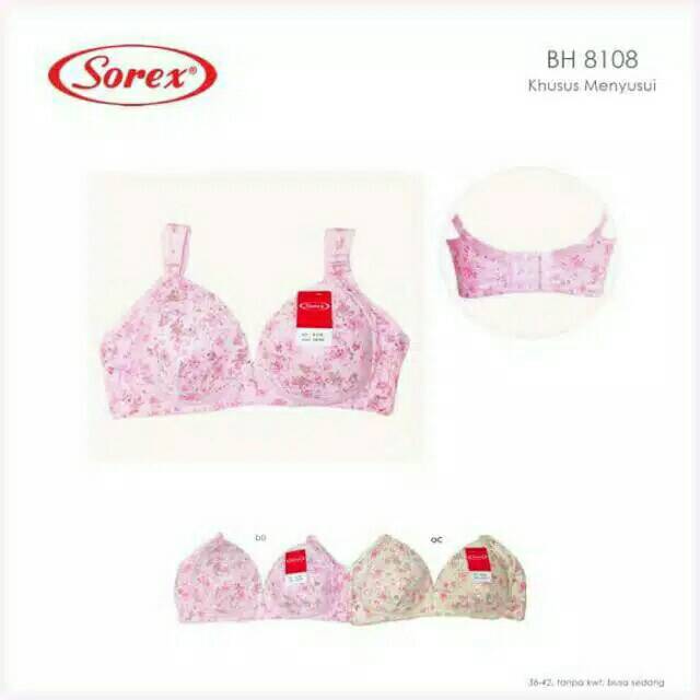 Bh Menyusui Sorex 8108 / Nursing Bra Sorex Tanpa Kawat Size 36 38 40 42 / Bra Menyusui Sorex