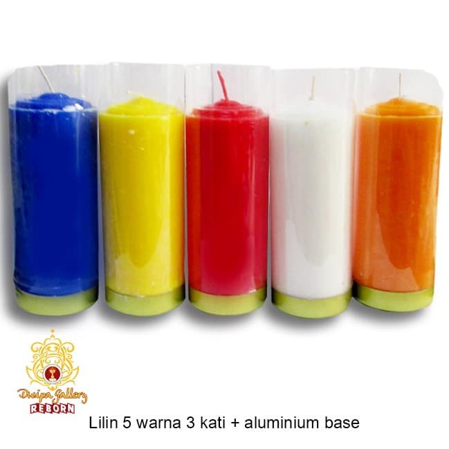 Lilin/Candle Pilar Puja Sembahyang Lotus 3 Kati 5 Warna