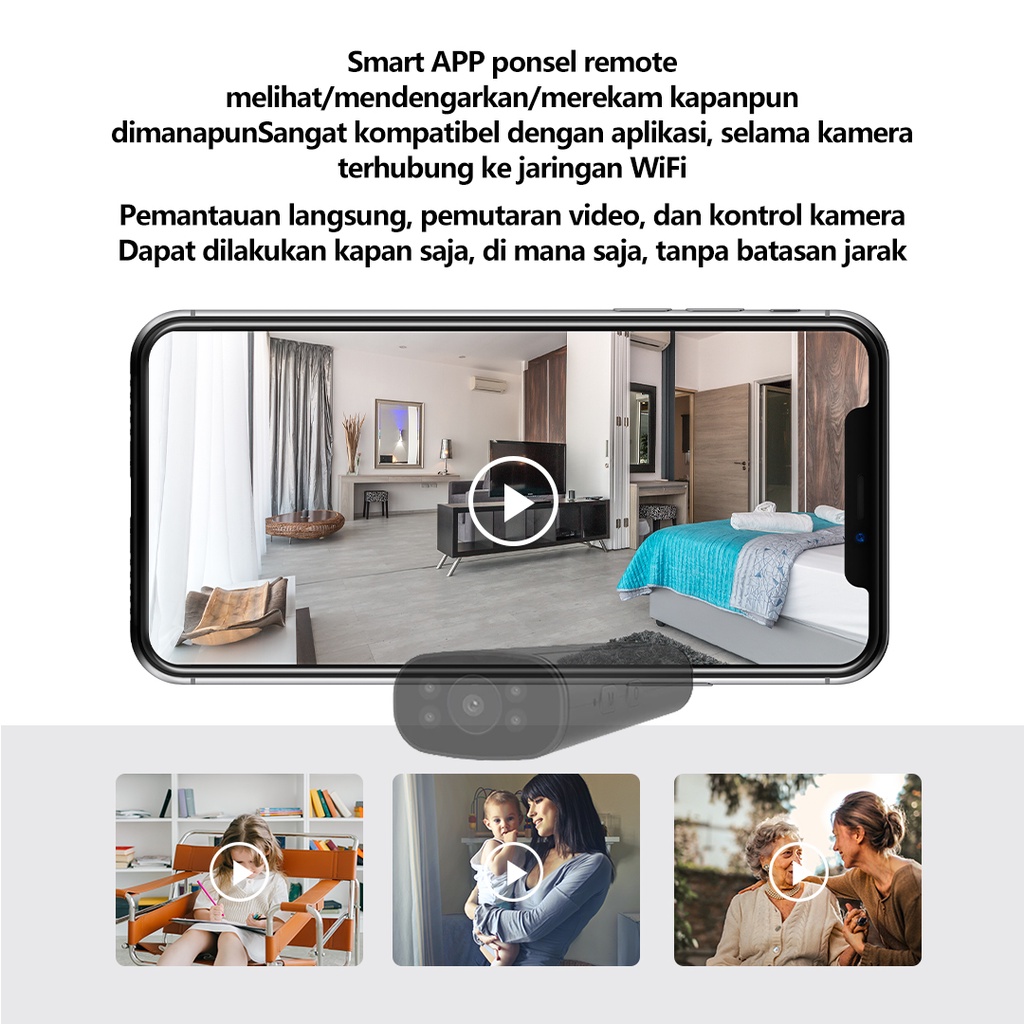 XIHANCAM Spy Camera Mini Wifi Baterai Internal FHD 2MP Kamera Cctv Mini Tersembunyi Tanpa Kabel Security Cameras Hidden Camera Pengintai Mini Kamera Kecil Tersembunyi Tanpa Wifi Ip Camera Cctv Wifi Spy Cam Kamera Pengintai Mini With Night Vision