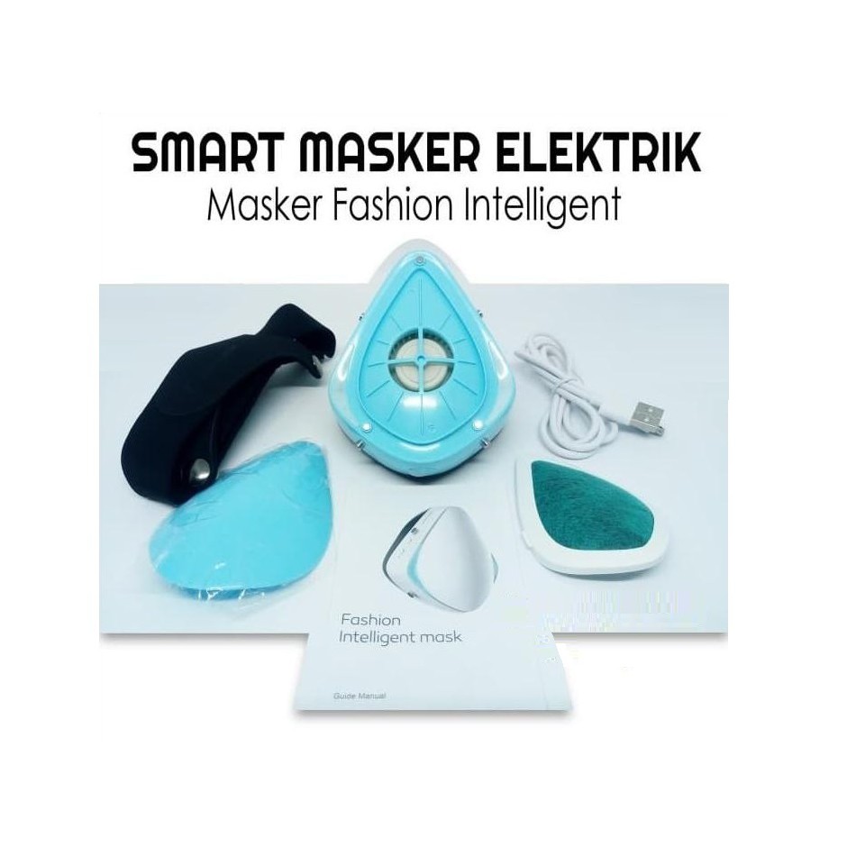 Masker Electric rechargable  Smart Mask with air flow Fan dengan Velcro head Strap