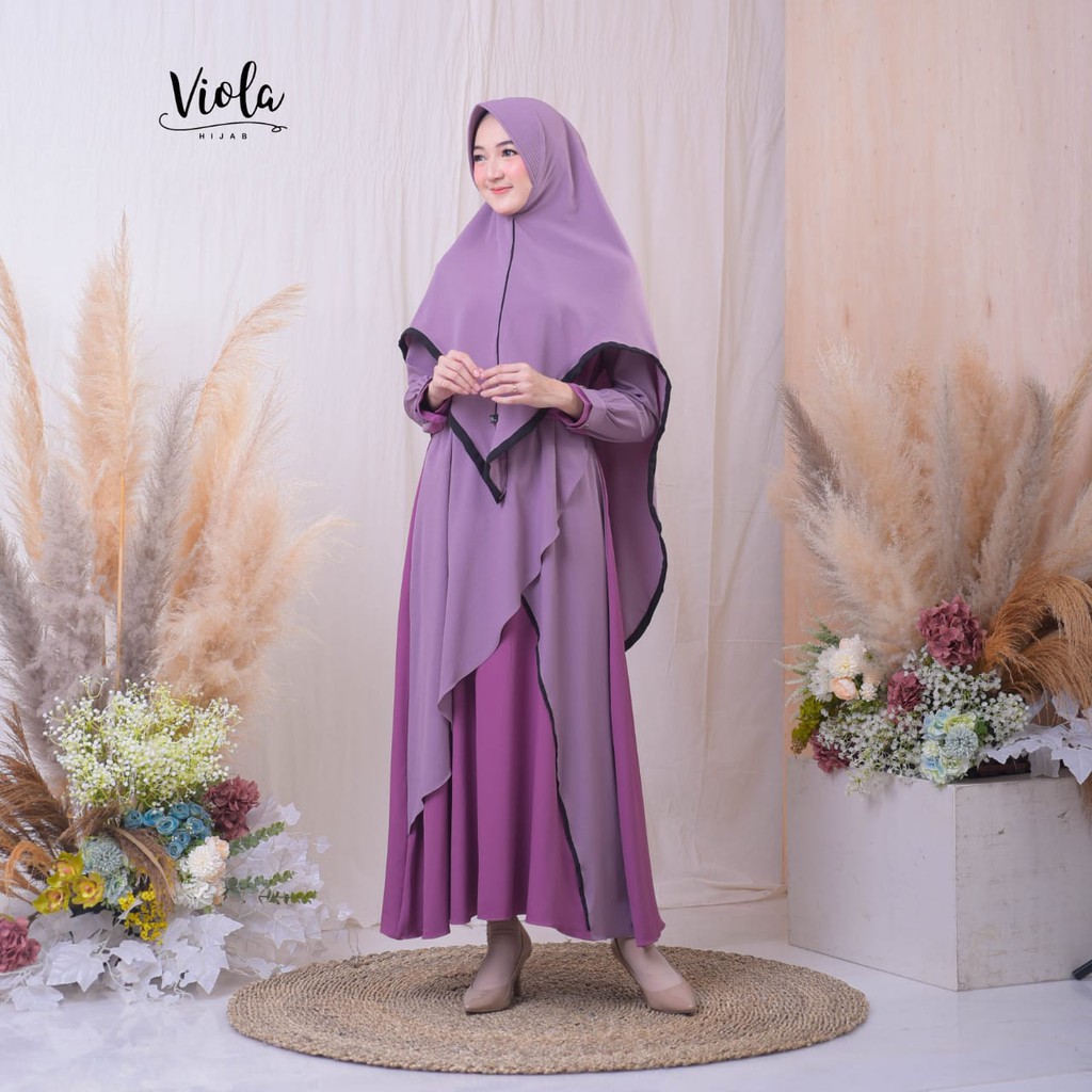 Gamis ameera ori viola amira layer itycrepe premium one set khimar