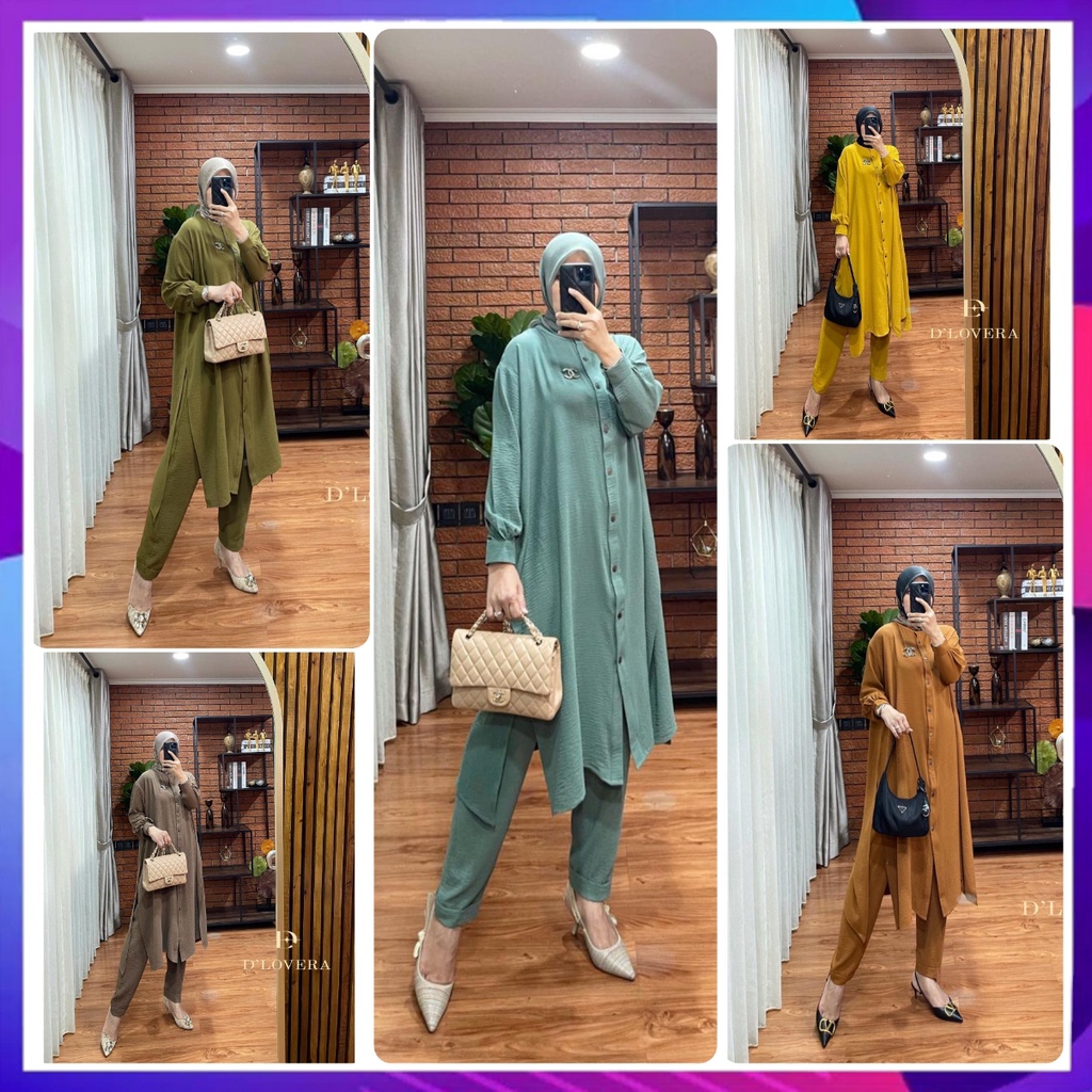Ayla Set Series 2 (Tunik + Celana) Original By D'lovera Setelan Wanita Stelan Cewek Setcel Cewe One 