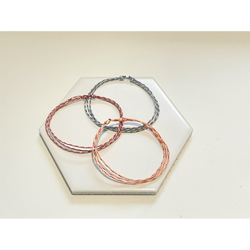 Gelang Nylon Benang Emas Simple Knot Adjustable Set (3pcs)