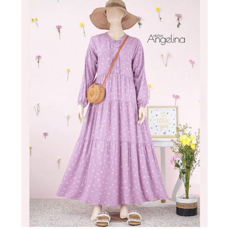 Atelier Angelina Bella Dress Tiny Rose Dusty Purple Size M