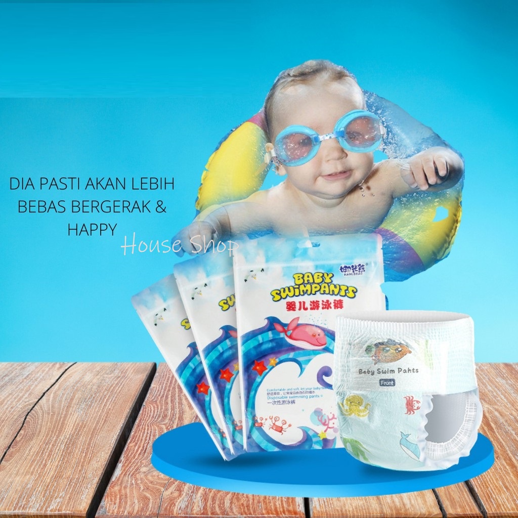 HS-0030 Popok Celana Renang Anak Bayi Batita Balita Tahan Air Sekali Pakai Baby Swim Diapers