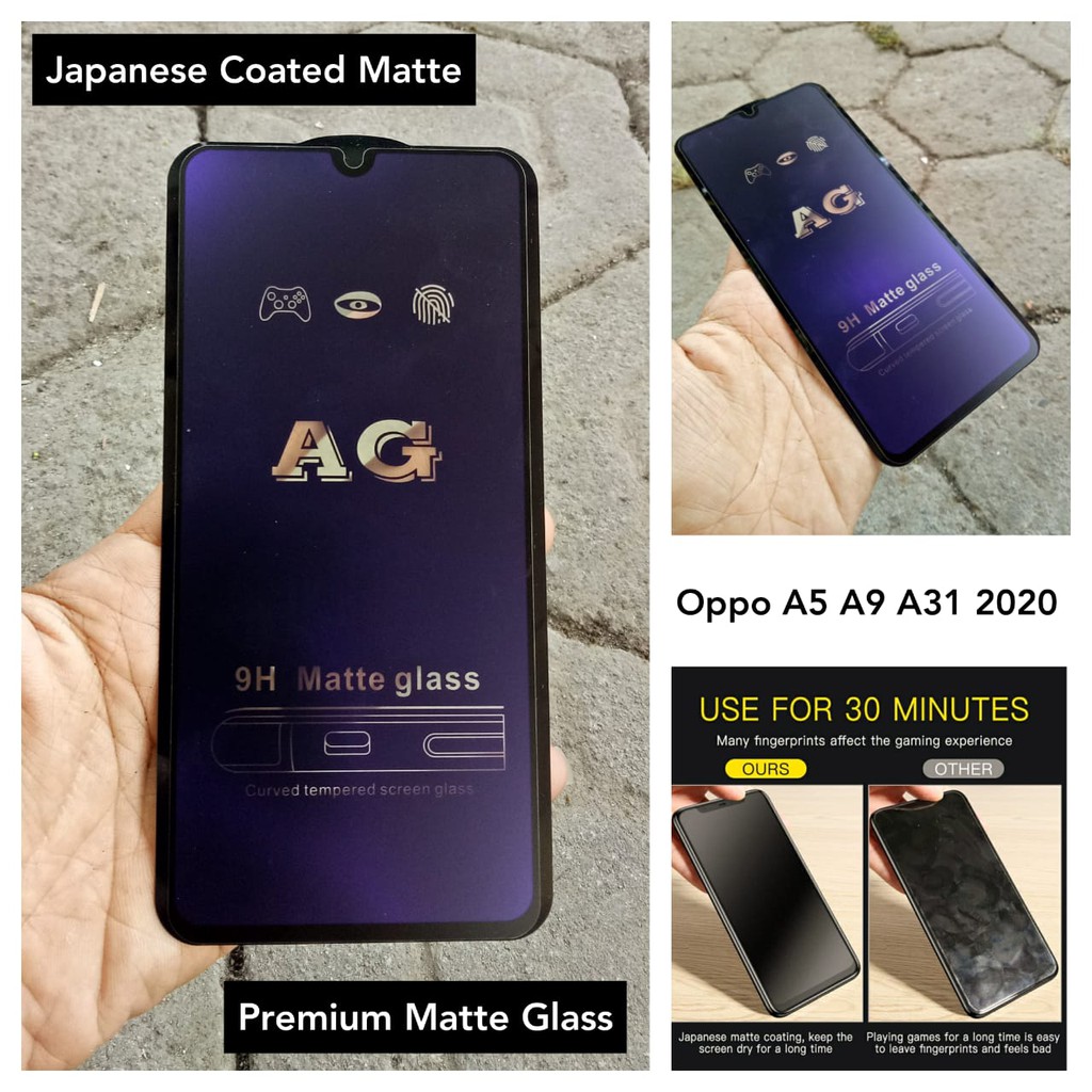 Tempered Glass Anti Blue Oppo A5 A9 A31 2020 Matte Anti Radiasi Fingerprint Premium Japanese Coated