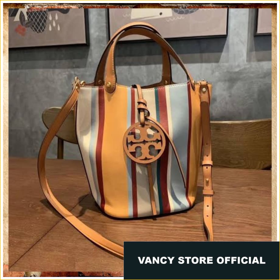 Tas Original Tory Burch - Miller Stripe Bucket Bag New Fullset