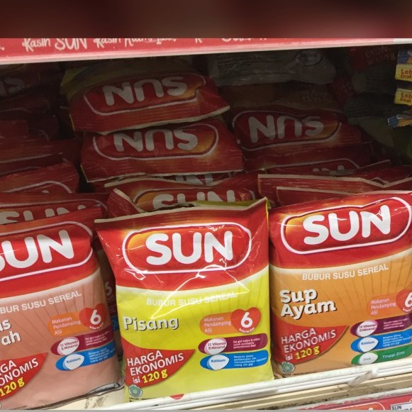 Sun Bubur Susu Sereal 120gr Sup Ayam Pisang Beras Merah Harga Ekonomis Makanan Bayi Mpasi 6 bulan