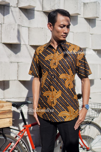 Sidamuliya Batik Kemeja Pria Slimfit Premium Andareksa Lengan Pendek