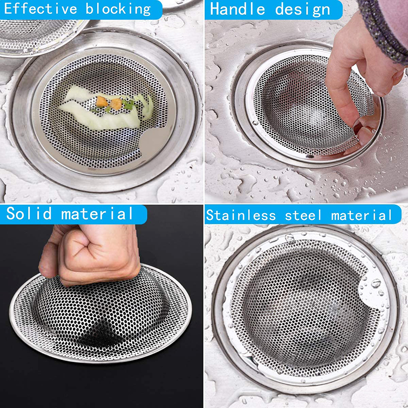 Saringan Lubang Selokan Stainless Steel Penutup Saringan Air Lantai Kamar Mandi Saringan Wastafel Drain Plug Penangkap Rambut