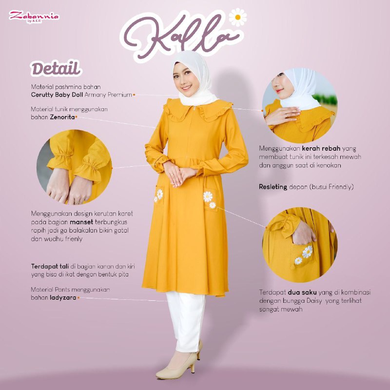 ZABANNIA KALLA MOM TUNIK SET DEWASA MUSLIMAH BAJU SARIMBIT KELUARGA RAMADHAN LEBARAN WARNA PURPLE SO