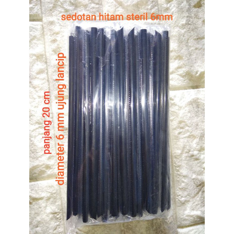 sedotan steril hitam uk 6 mm isi 250 pcs