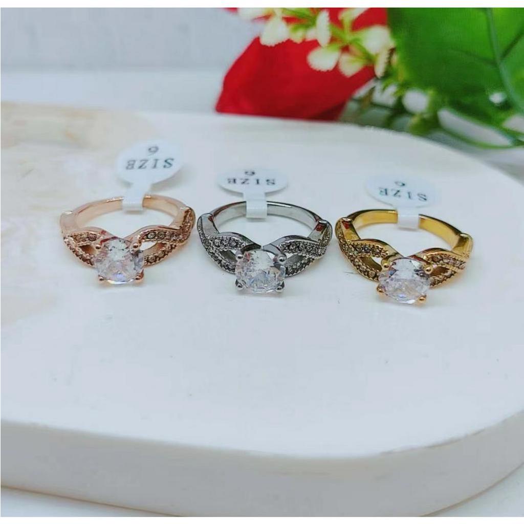 Cincin Titanium Permata Anti Karat Perhiasan Fashion R076/077