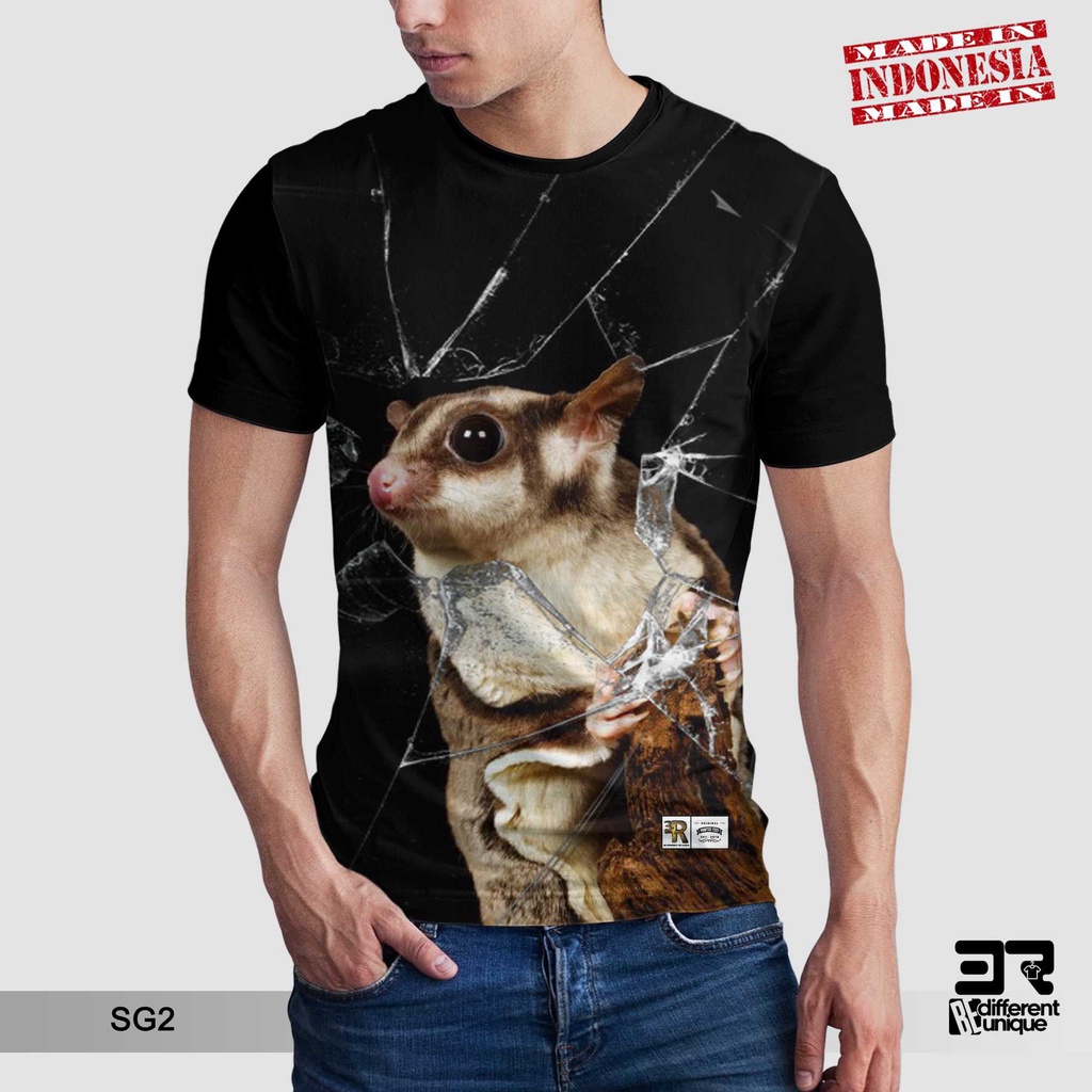 [ COD ] KAOS PRINTING GAMBAR HEWAN MAMALIA SUGAR GLIDER SG 2 - BAJU DISTRO ORIGINAL GAMBAR MOTIF UNI